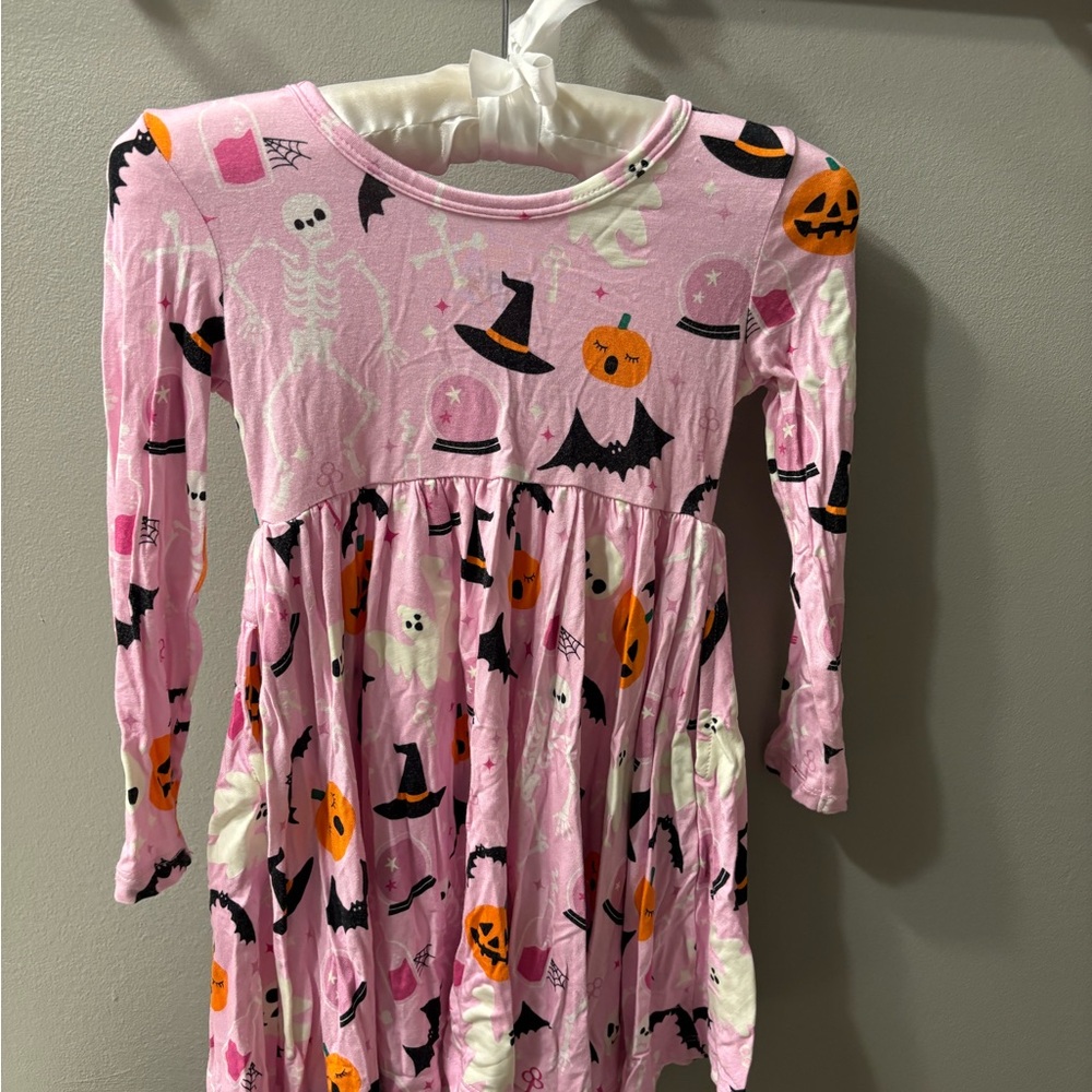 Little Sleepies Pink Halloween Dress glow in the dark with pockets